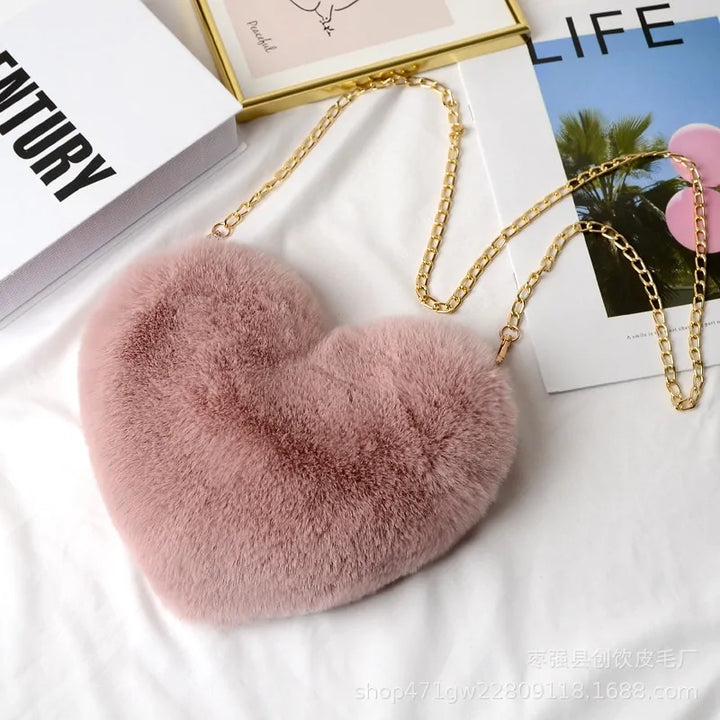 Chic Heart Faux Fur Purse