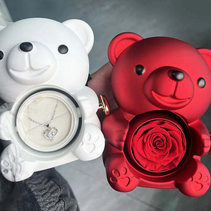 Rotating Bear Rose Jewelry Gift Box