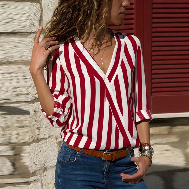 Chic Striped Women's Blouse