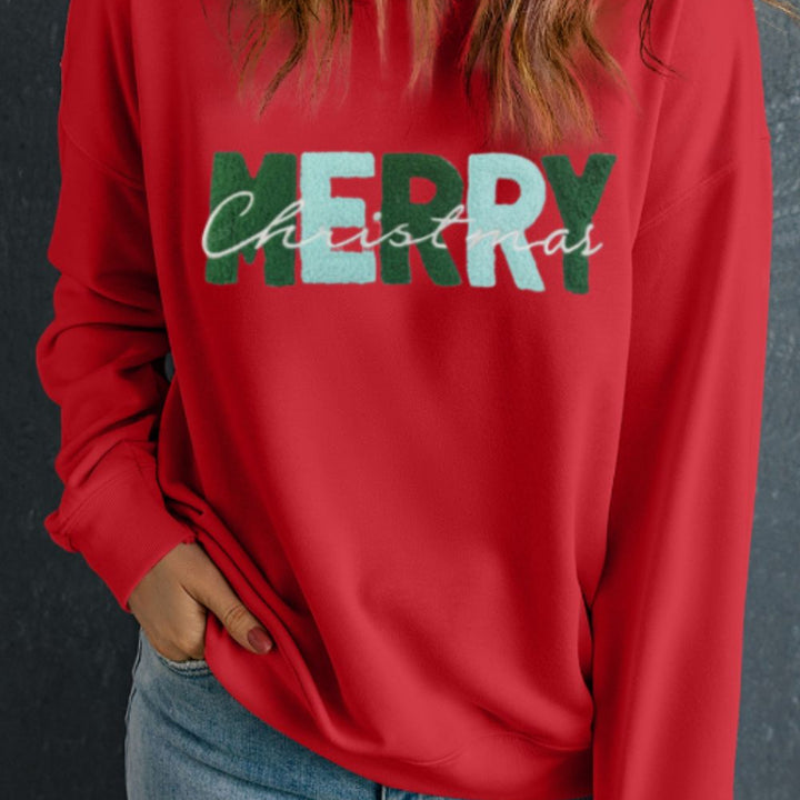 MERRY CHRISTMAS Contrast Long Sleeve Sweatshirt