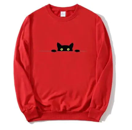 Cat Print Round Neck Sweater