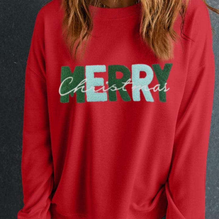 MERRY CHRISTMAS Contrast Long Sleeve Sweatshirt