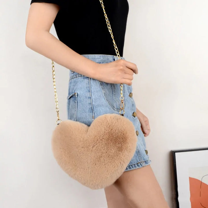 Chic Heart Faux Fur Purse