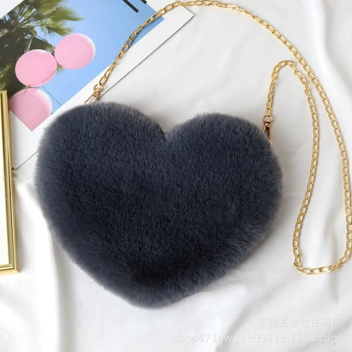 Chic Heart Faux Fur Purse