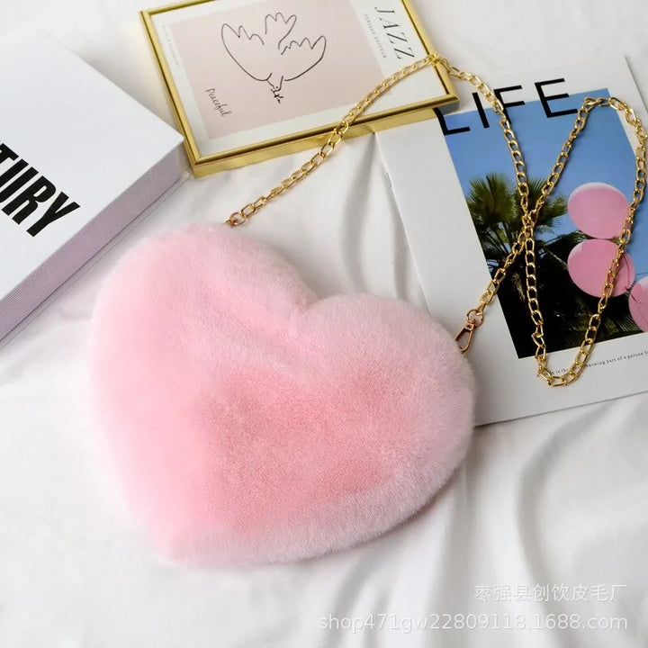 Chic Heart Faux Fur Purse