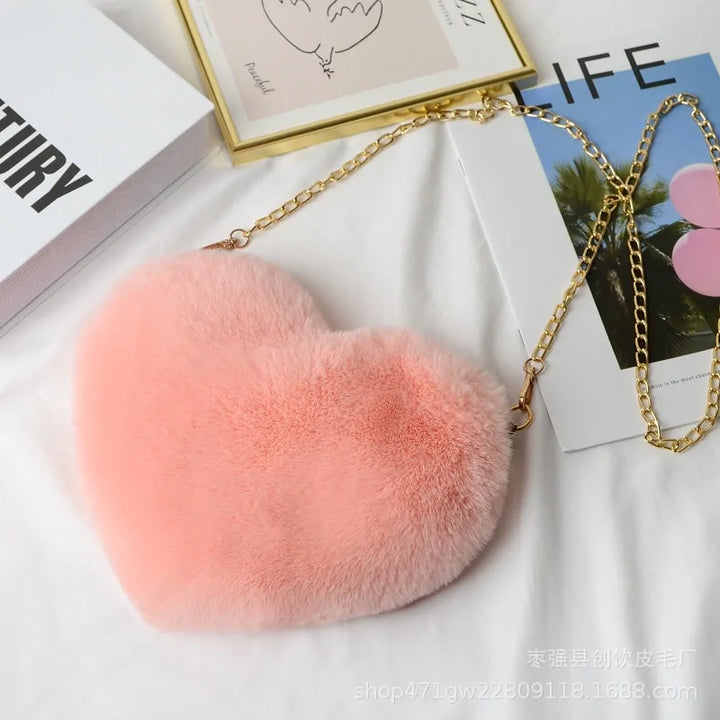 Chic Heart Faux Fur Purse