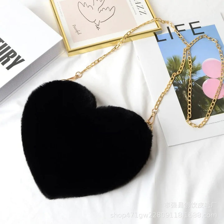 Chic Heart Faux Fur Purse