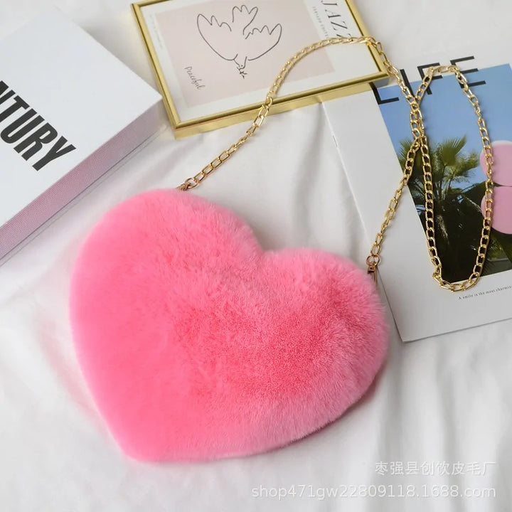 Chic Heart Faux Fur Purse