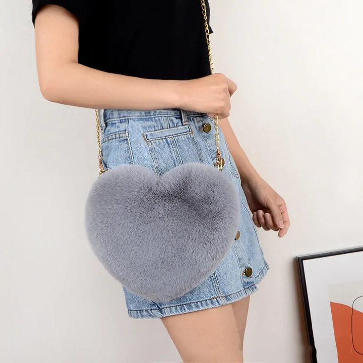 Chic Heart Faux Fur Purse