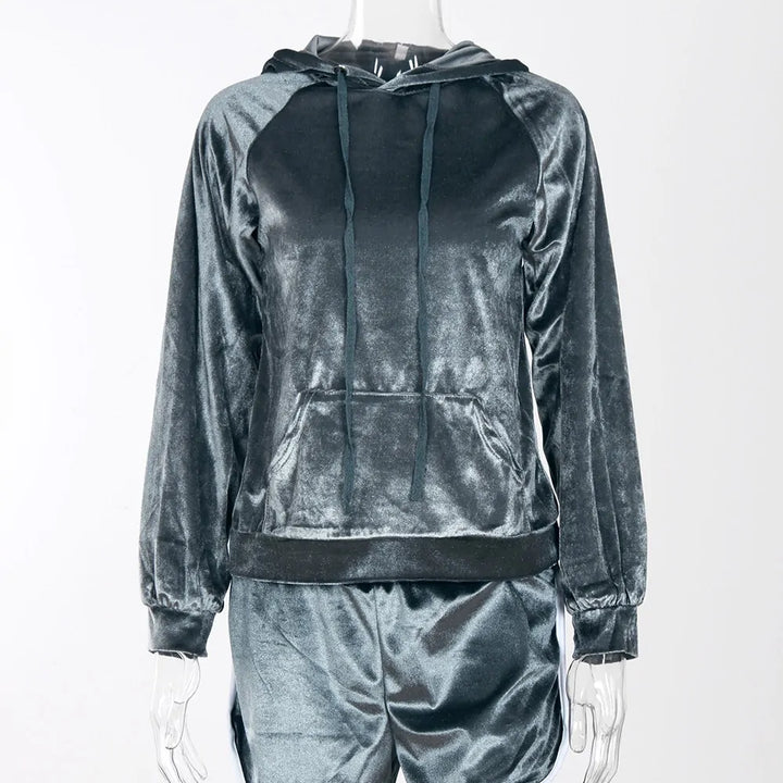 Solid Velvet Tracksuit Women