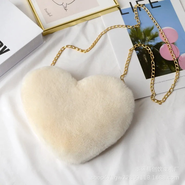 Chic Heart Faux Fur Purse