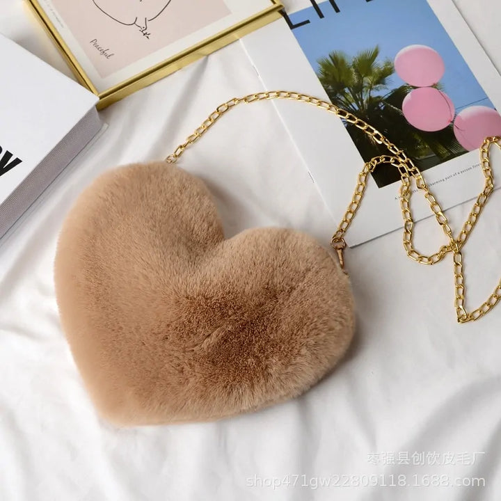 Chic Heart Faux Fur Purse