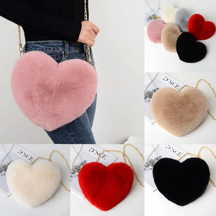 Chic Heart Faux Fur Purse