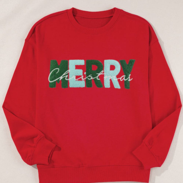 MERRY CHRISTMAS Contrast Long Sleeve Sweatshirt