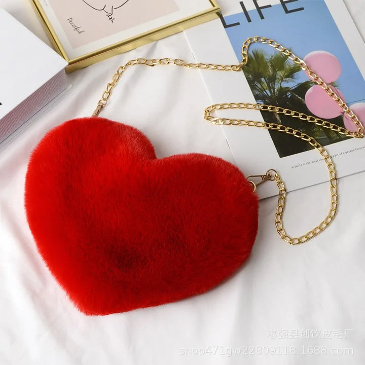 Chic Heart Faux Fur Purse