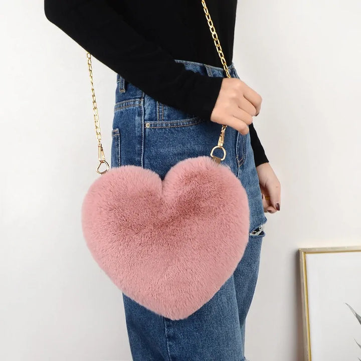 Chic Heart Faux Fur Purse