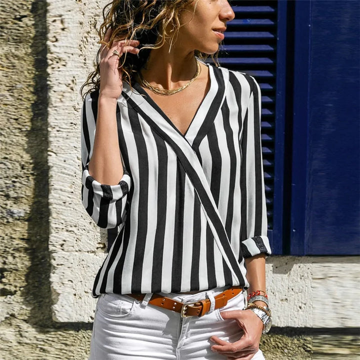 Chic Striped Women's Blouse